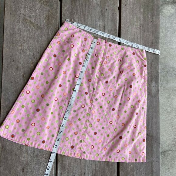 LulaKate Womens Skirt Size 2 Lula Kate Pink Green Pastel Polka Dot Preppy - Picture 4 of 5